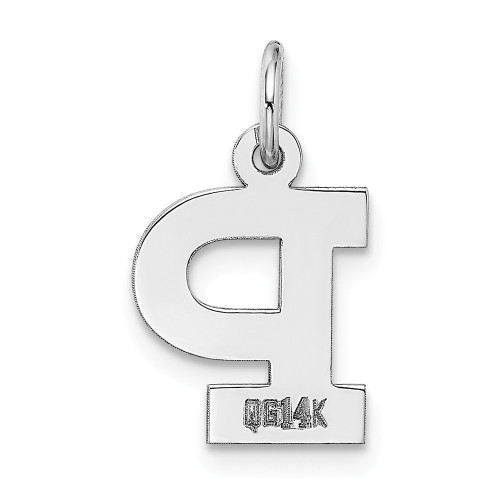 14K White Gold Small Block Initial Letter P Charm Pendant - (B11-976)